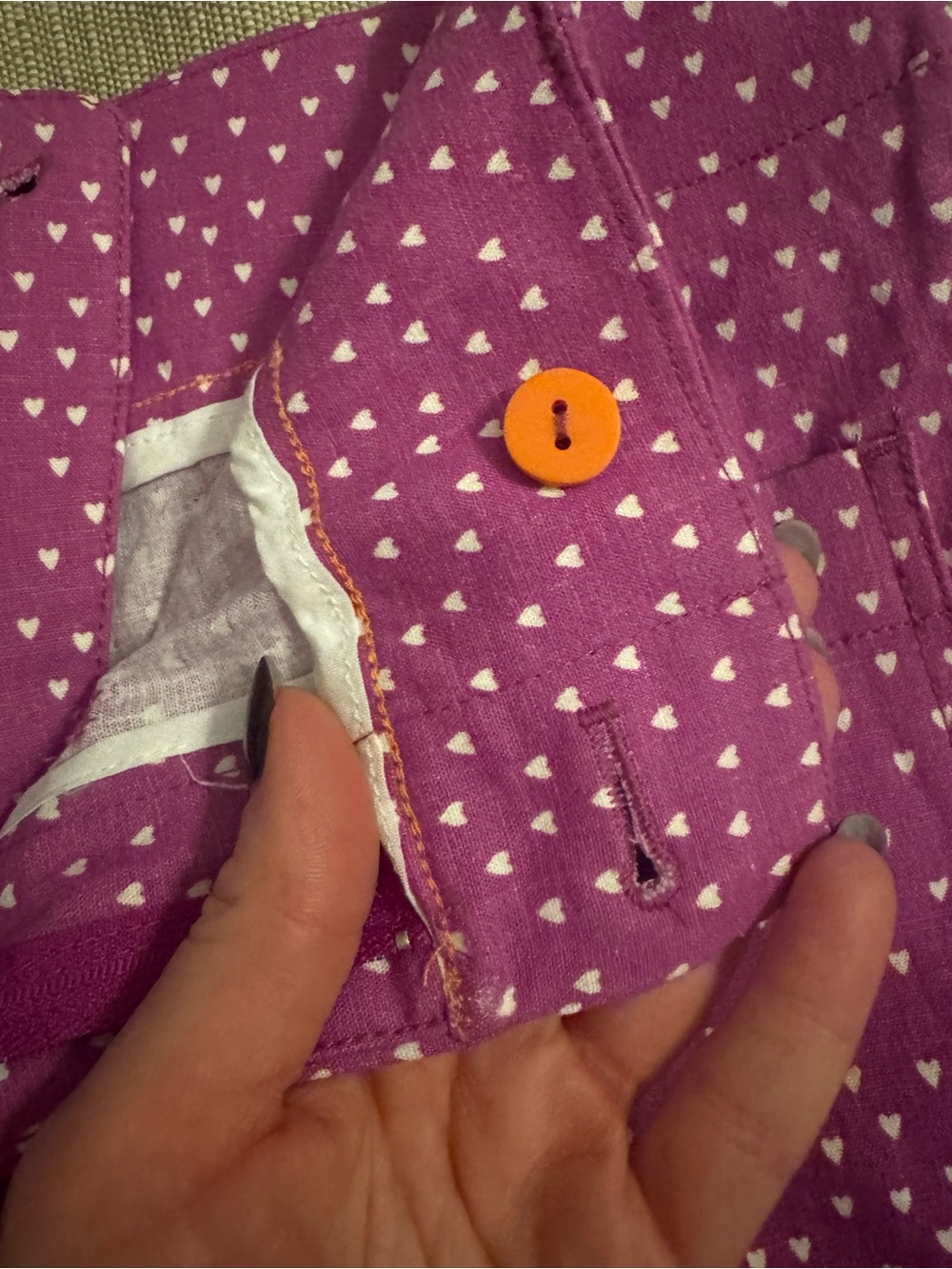 NWOT Anthropologie Maeve Colette Short in Purple with White Heart Print - Picture 4 of 10